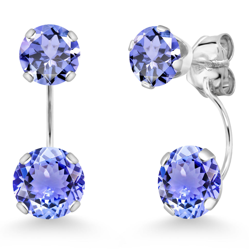 Tanzanite - December_Earrings in 14K White Gold