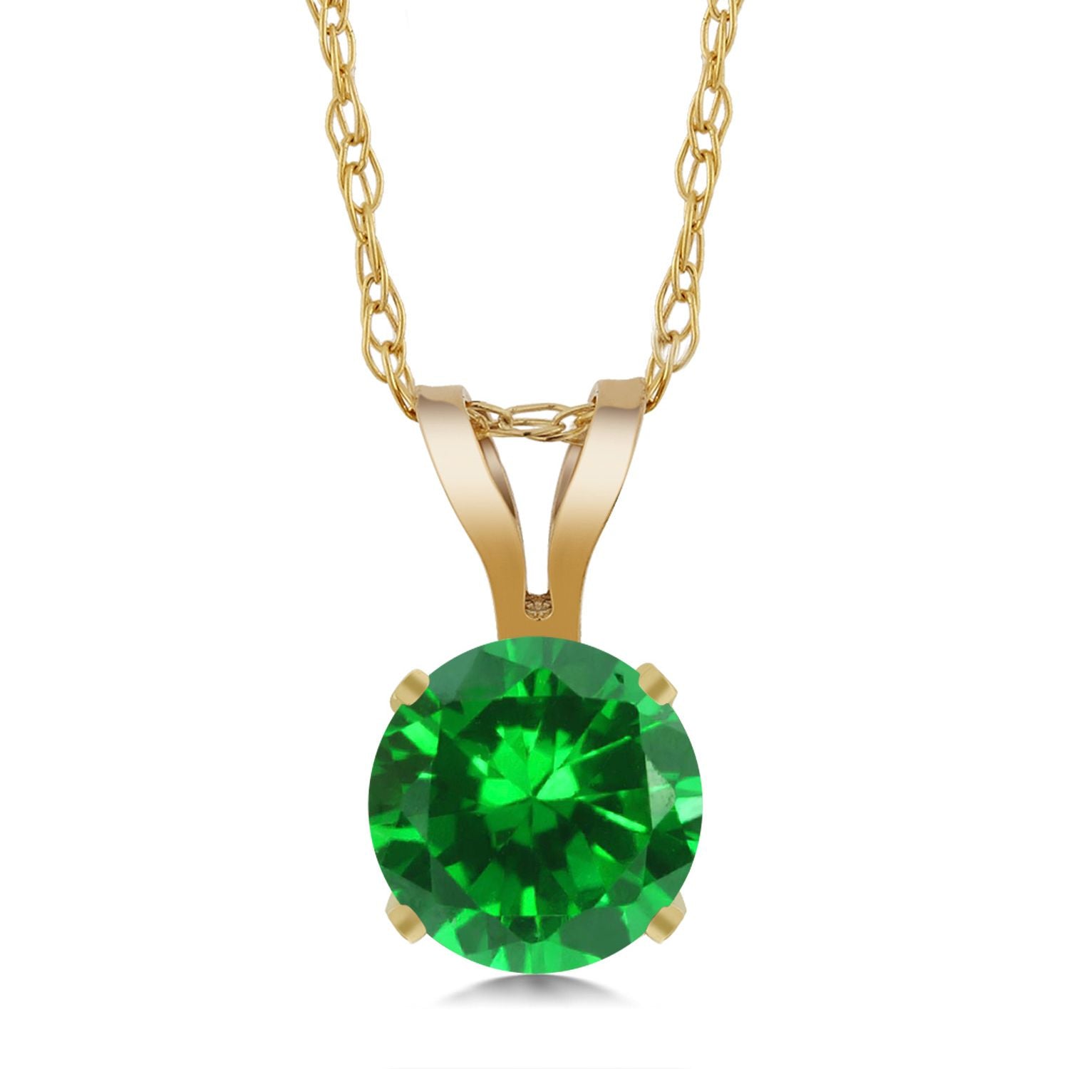 Created Emerald - May_14K Yellow Gold_Pendant in 14K Yellow Gold