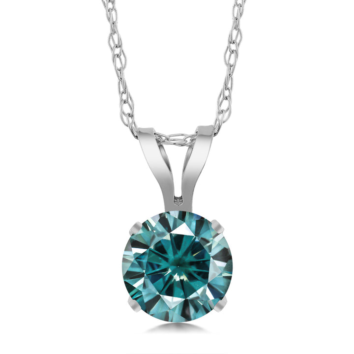 Blue Moissanite - April_14K White Gold_Pendant in 14K White Gold