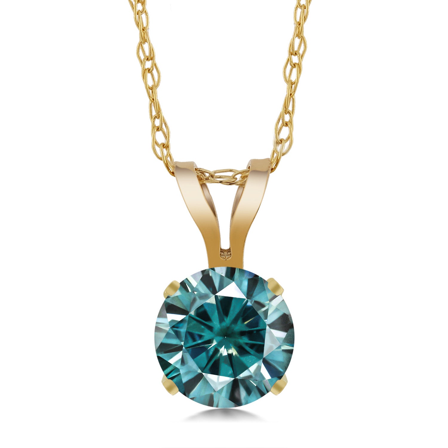 Blue Moissanite - April_14K Yellow Gold_Pendant in 14K Yellow Gold