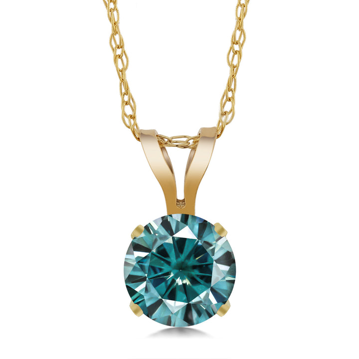 Blue Moissanite - April_14K Yellow Gold_Pendant in 14K Yellow Gold