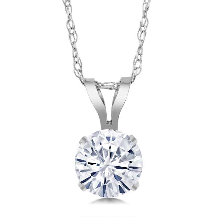 White Moissanite - April_14K White Gold_Pendant in 14K White Gold