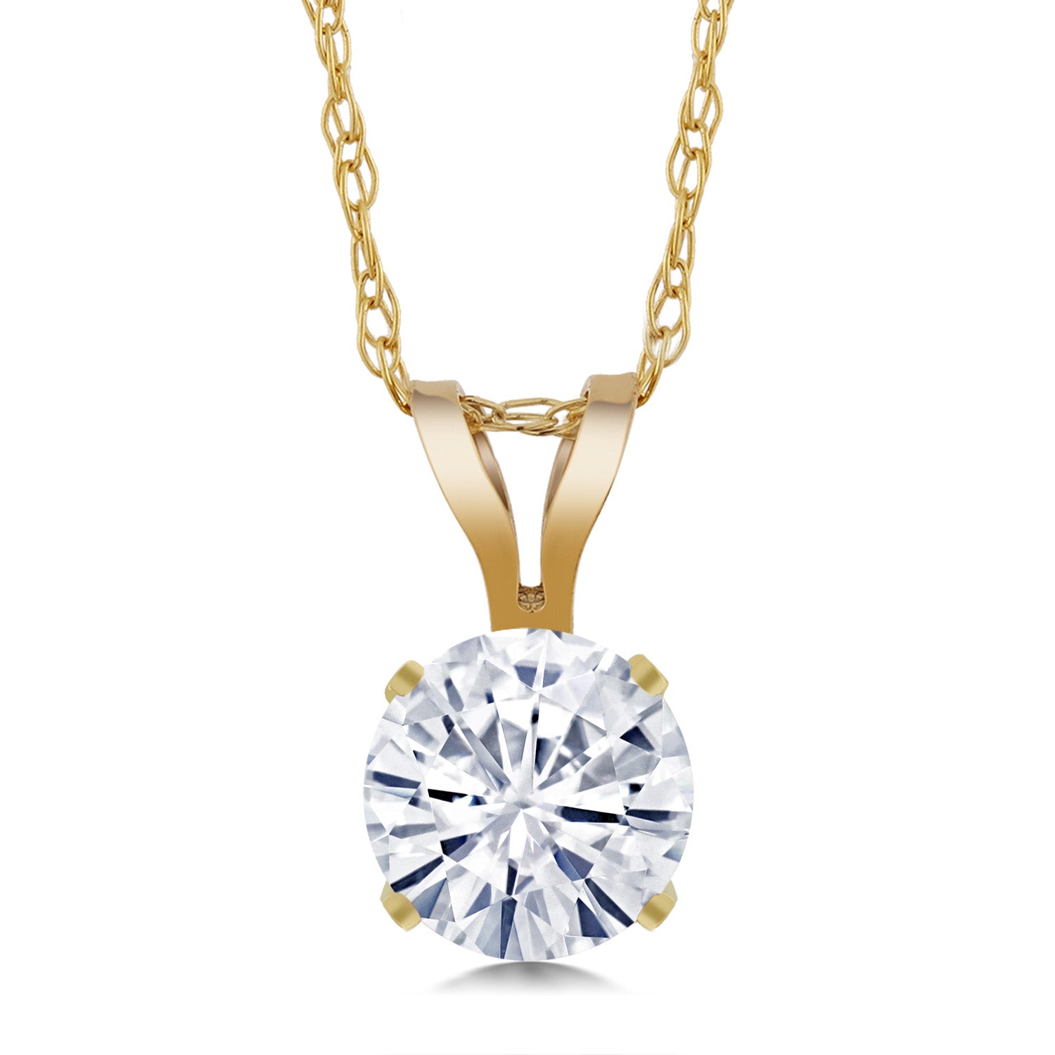 White Moissanite - April_14K Yellow Gold_Pendant in 14K Yellow Gold