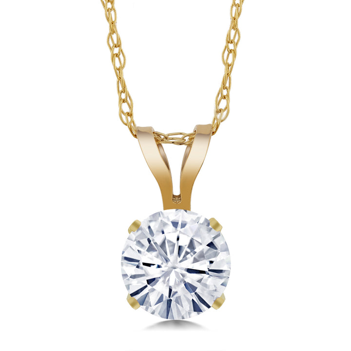 White Moissanite - April_14K Yellow Gold_Pendant in 14K Yellow Gold