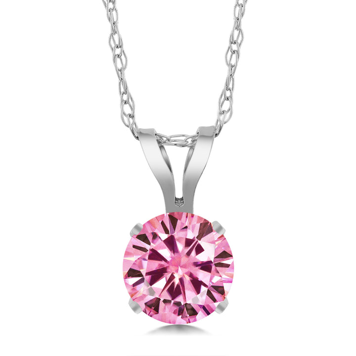 Pink Moissanite - April_14K White Gold_Pendant in 14K White Gold