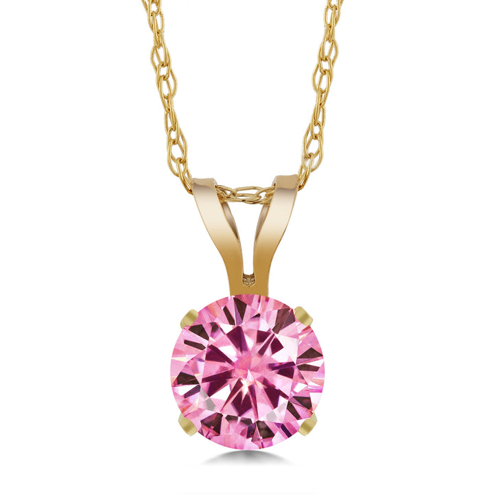 Pink Moissanite - April_14K Yellow Gold_Pendant in 14K Yellow Gold