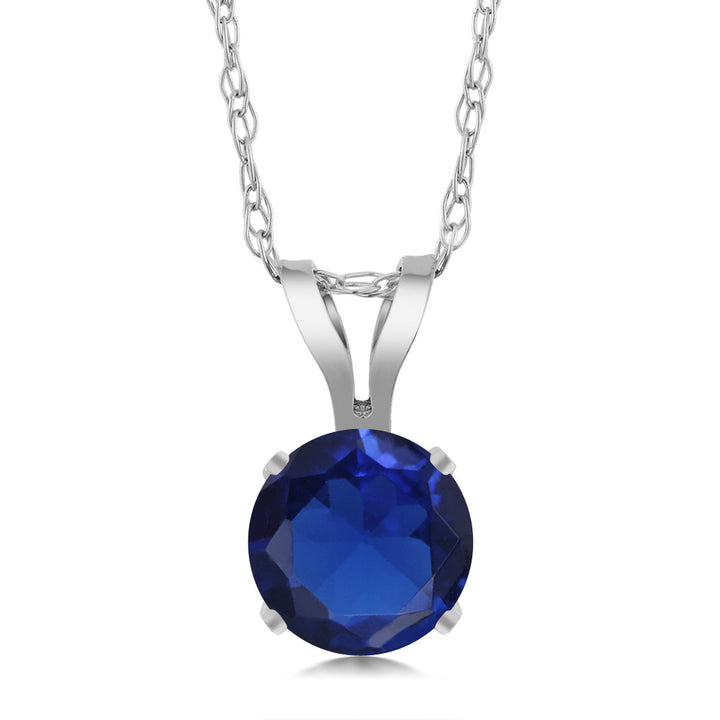 Blue Created Sapphire - September_14K White Gold_Pendant in 14K White Gold