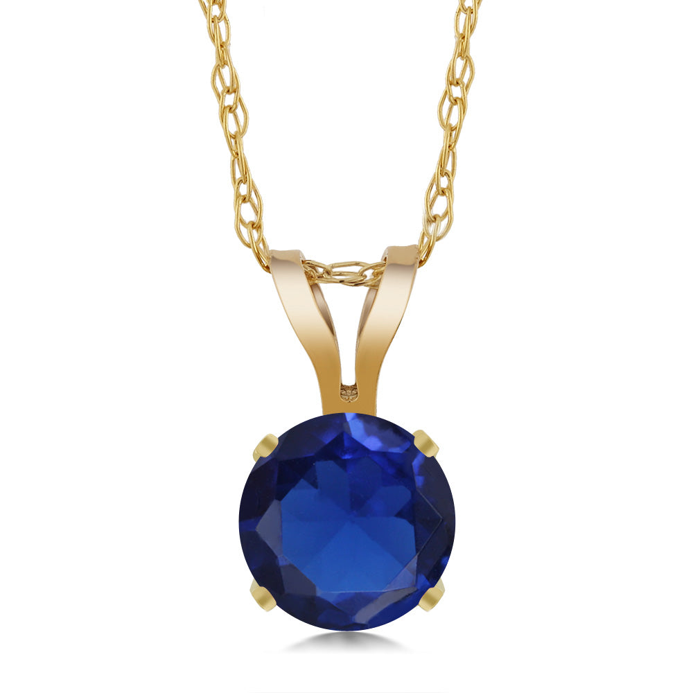 Blue Created Sapphire - September_14K Yellow Gold_Pendant in 14K Yellow Gold