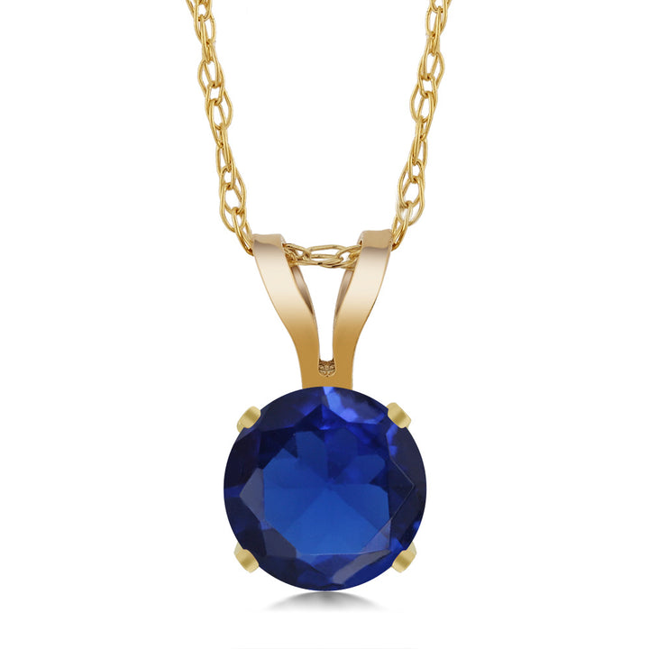 Blue Created Sapphire - September_14K Yellow Gold_Pendant in 14K Yellow Gold