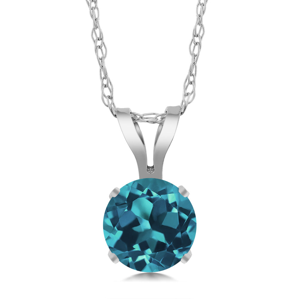 London Blue Topaz - November_14K White Gold_Pendant in 14K White Gold