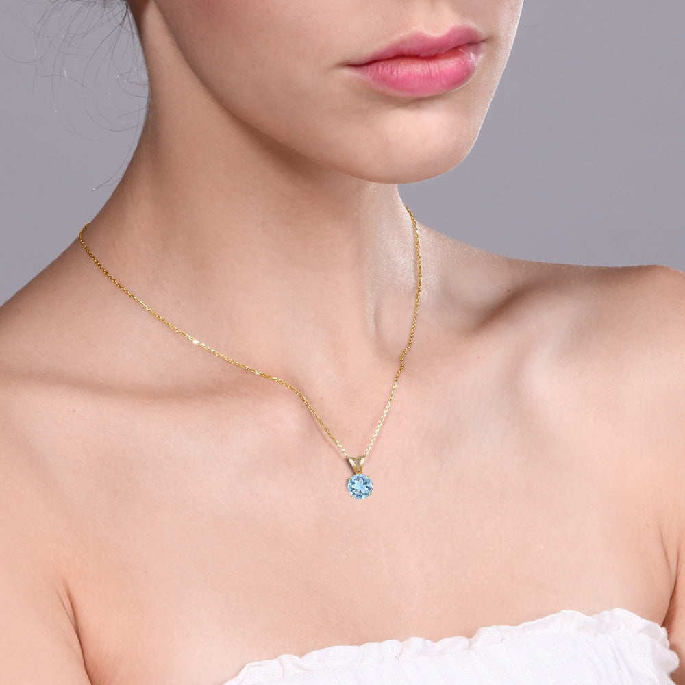 Sky Blue Topaz - November_Yellow Gold_Pendant in Yellow Gold
