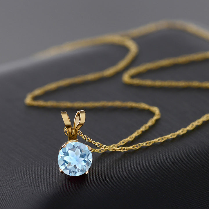 Sky Blue Topaz - November_Yellow Gold_Pendant in Yellow Gold