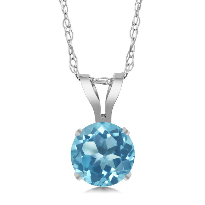 Swiss Blue Topaz - November_14K White Gold_Pendant in 14K White Gold