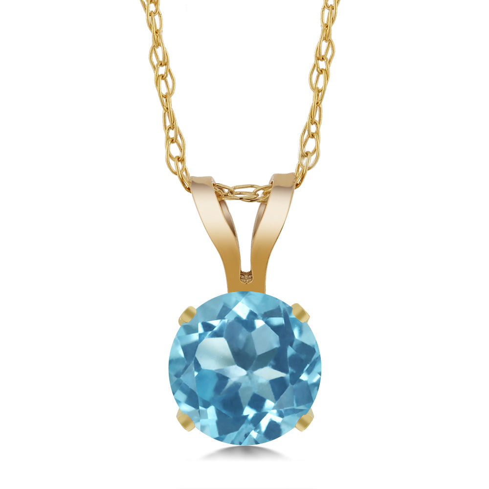 Swiss Blue Topaz - November_14K Yellow Gold_Pendant in 14K Yellow Gold