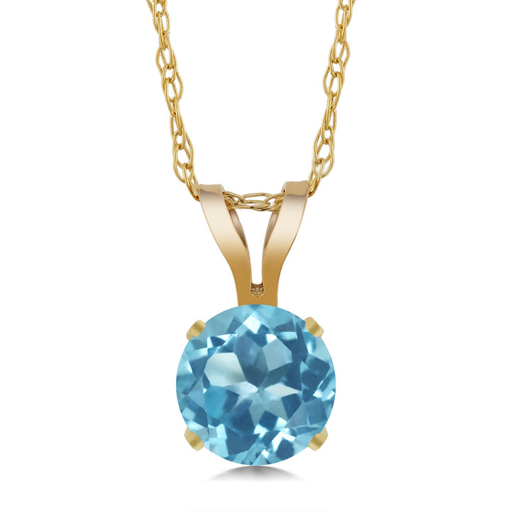 Swiss Blue Topaz - November_14K Yellow Gold_Pendant in 14K Yellow Gold