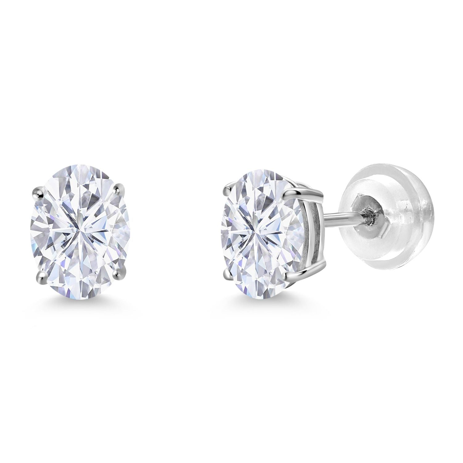White Moissanite - April_Earrings in 14K White Gold