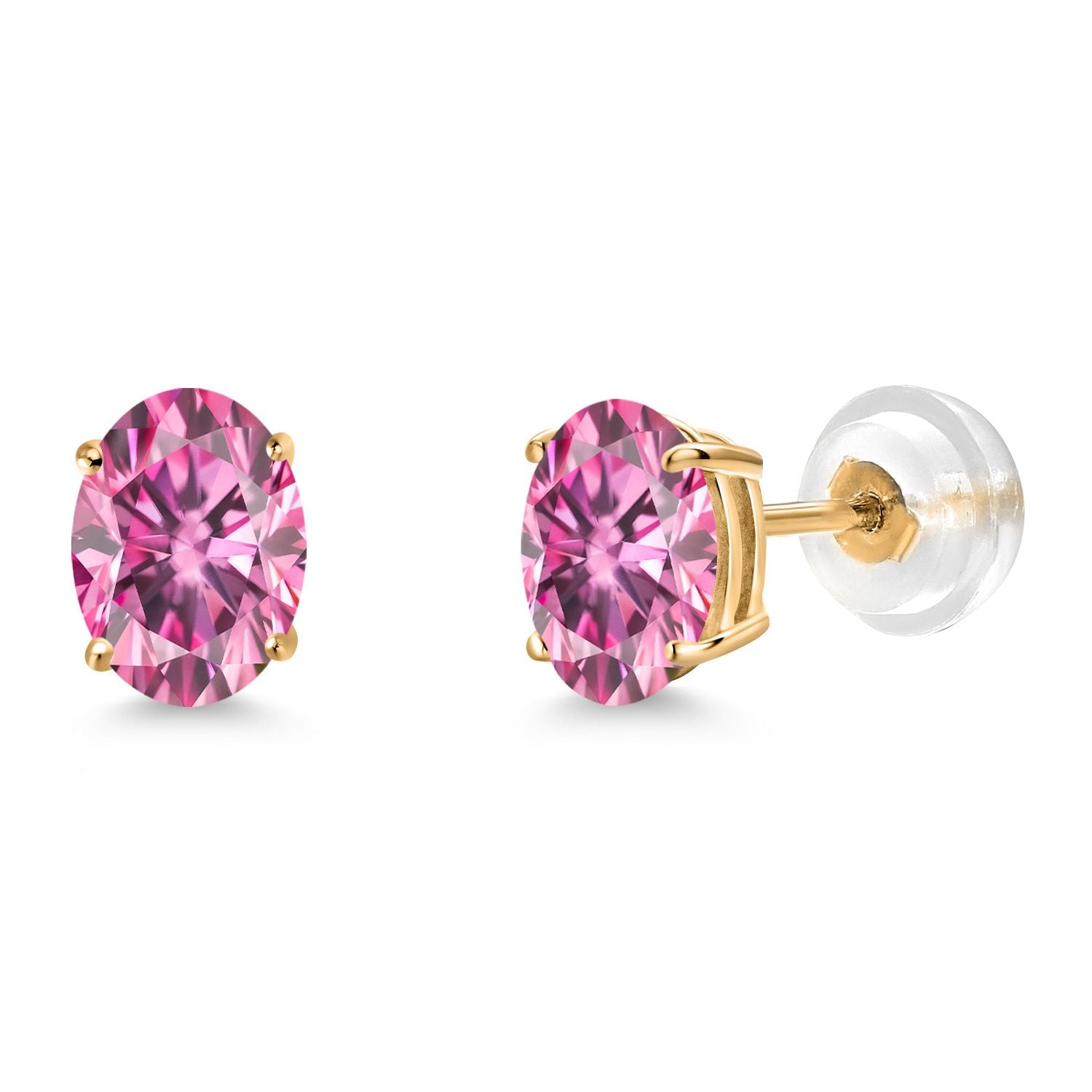 Pink Moissanite - April_Earrings in 14K Yellow Gold