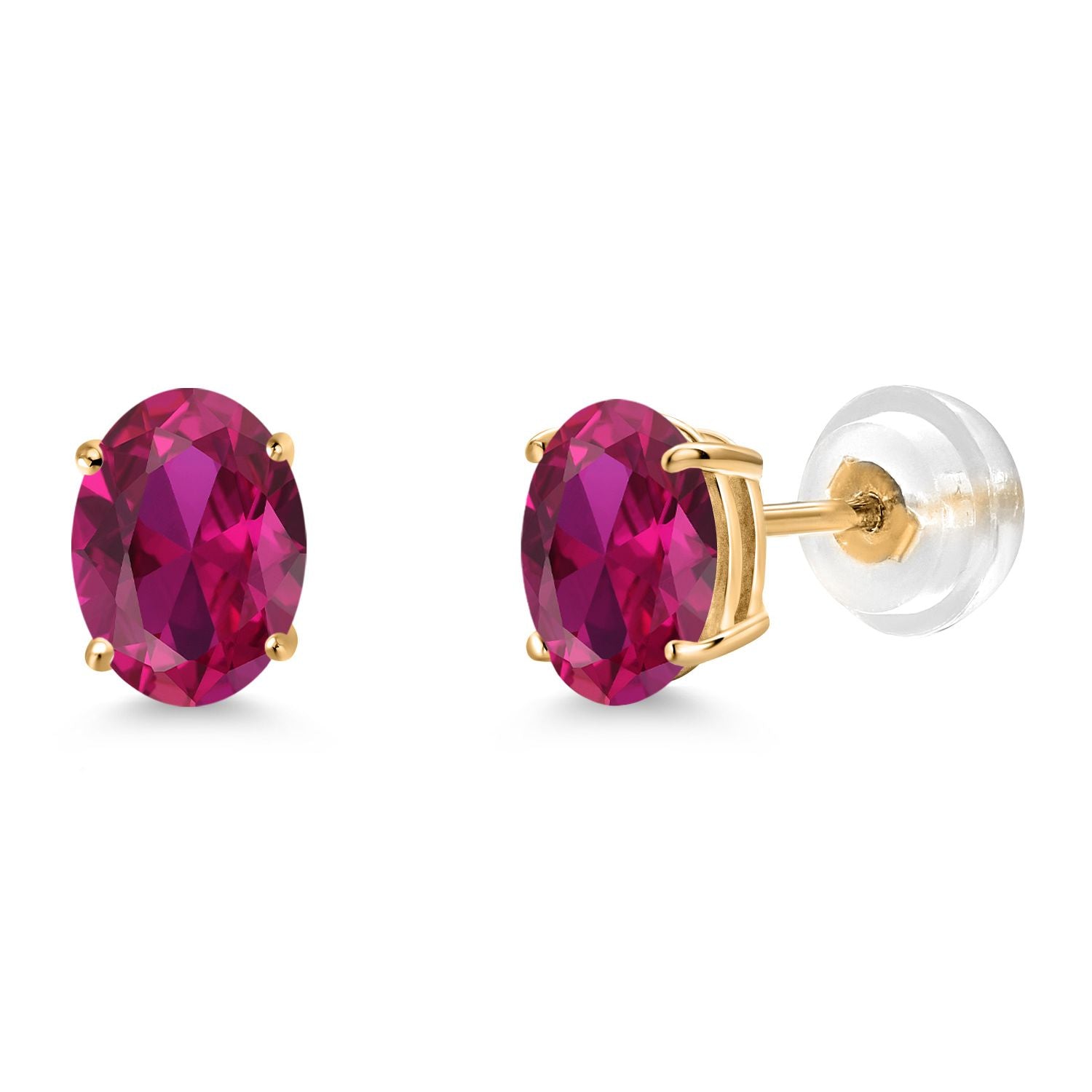 Created Ruby - July_Earrings in 14K Yellow Gold