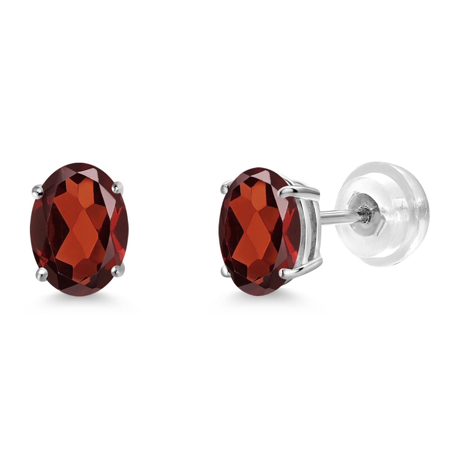 Garnet - January_Earrings in 14K White Gold