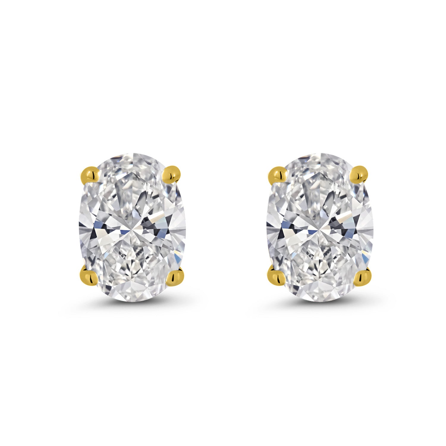 1.40 Cttw 14K Yellow Gold Lab Grown Diamond Earrings | Gemstone April Birthstone | Oval 7X5MM | DEF Color | VVS-VS Clarity | Gold Earrings For Women Men