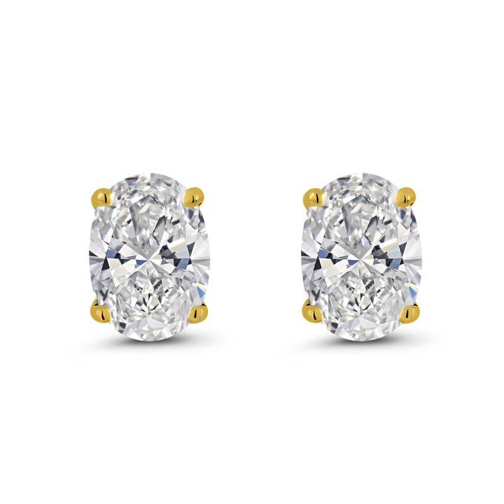 1.40 Cttw 14K Yellow Gold Lab Grown Diamond Earrings | Gemstone April Birthstone | Oval 7X5MM | DEF Color | VVS-VS Clarity | Gold Earrings For Women Men