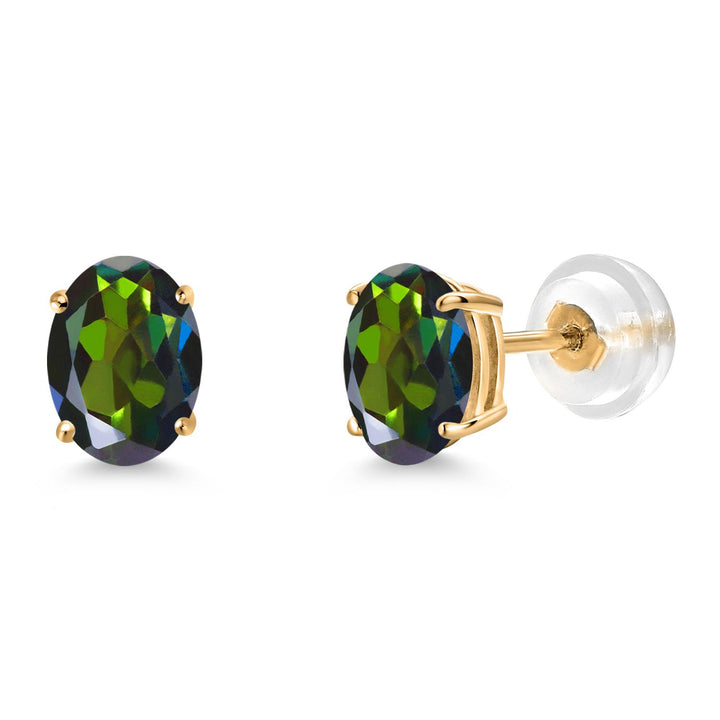 Tourmaline Green Mystic Topaz_Earrings in 14K Yellow Gold