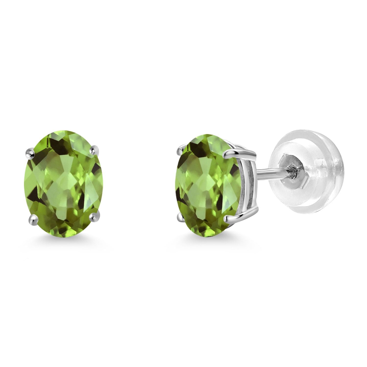 Peridot - August_Earrings in 14K White Gold