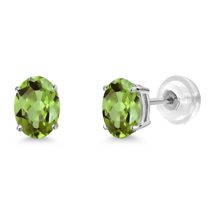 Peridot - August_Earrings in 14K White Gold
