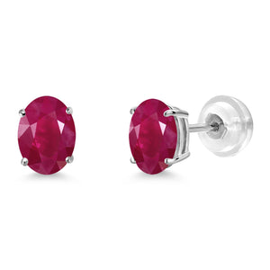 Ruby - July_Earrings in 14K White Gold