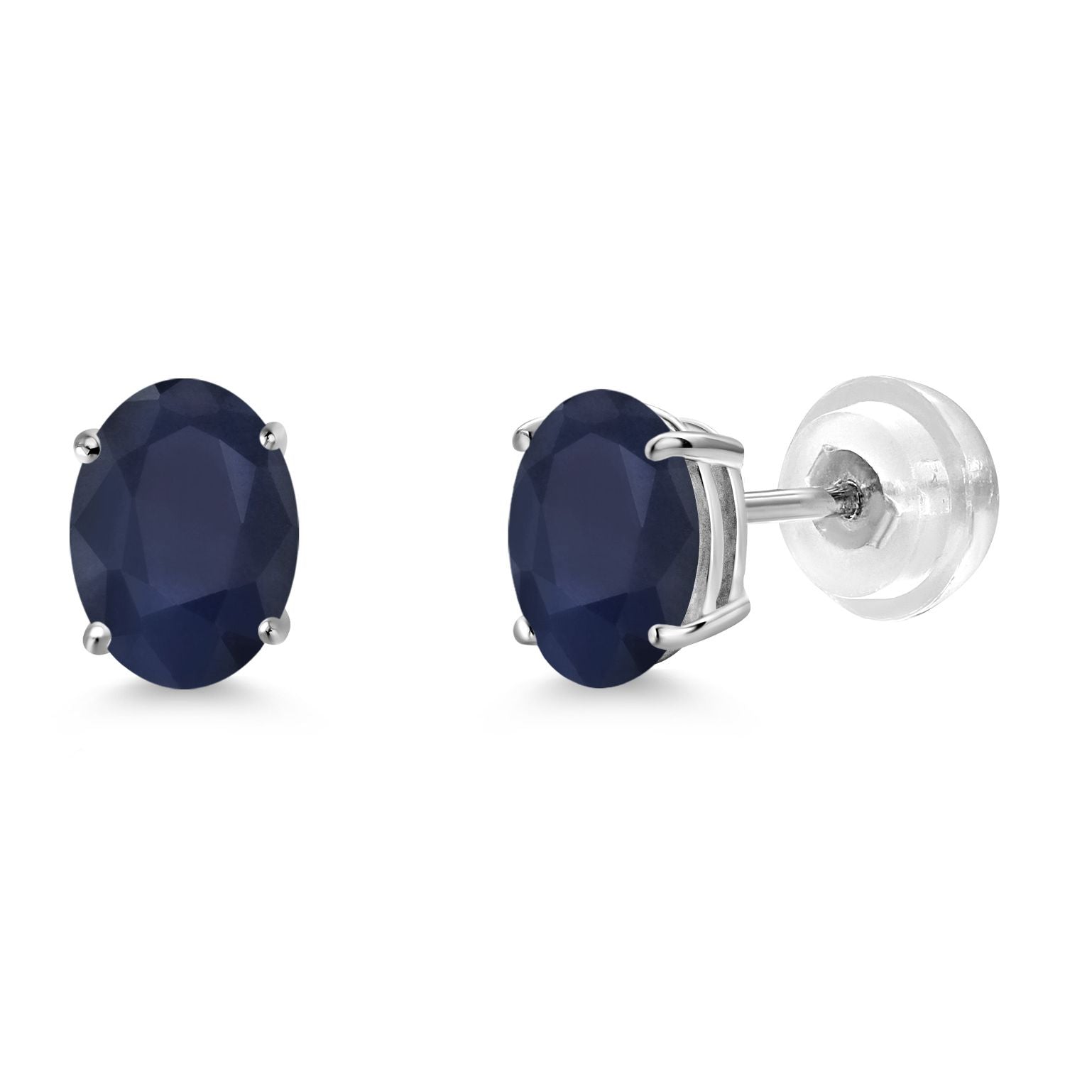 Blue Sapphire - September_Earrings in 14K White Gold