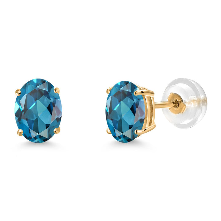 London Blue Topaz - November_Earrings in 14K Yellow Gold