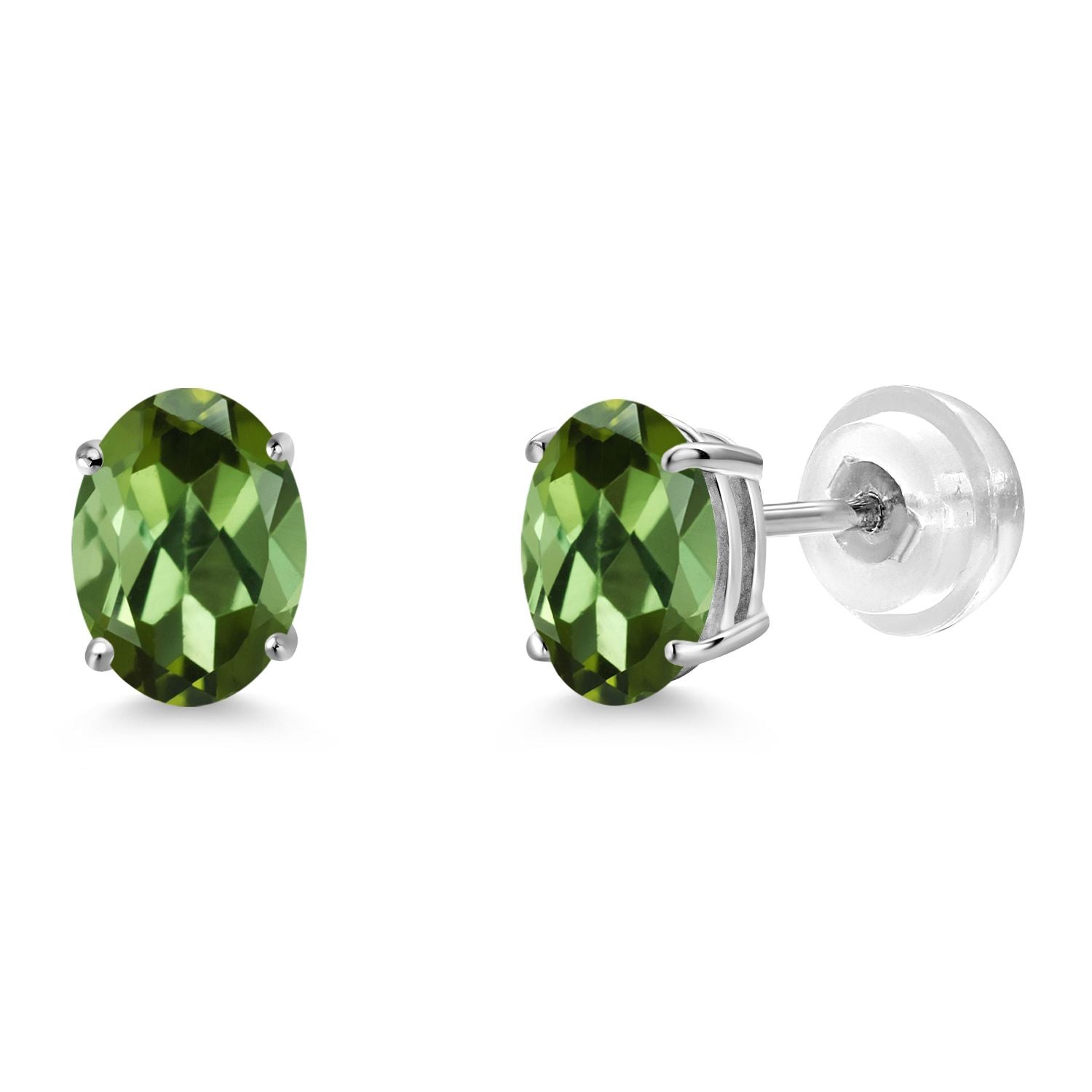 Green Tourmaline - October_Earrings in 14K White Gold