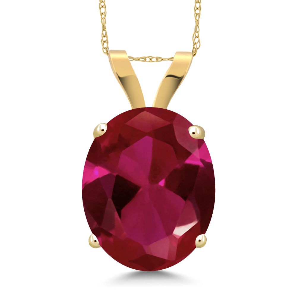 Created Ruby - July_Pendant in 14K Yellow Gold