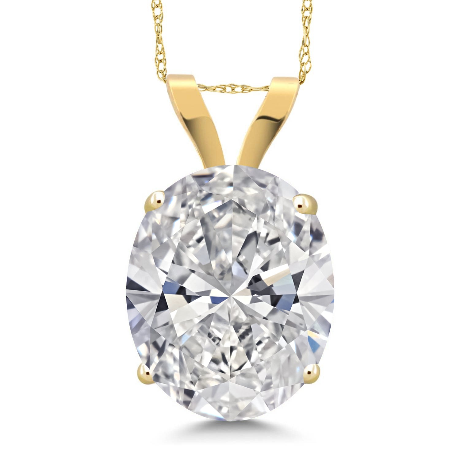 3.00 Cttw Oval 14K Yellow Gold IGI Certified Lab Grown Diamond Pendant Necklace | F-G Color VS1 Clarity | Gold Necklace For Women | With 18 Inch Gold Chain