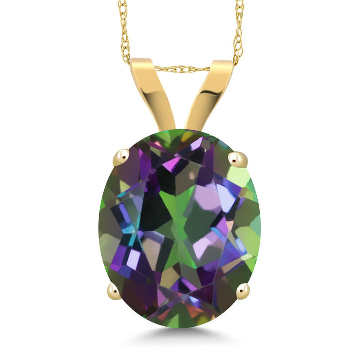 Green Mystic Quartz_Pendant in 14K Yellow Gold