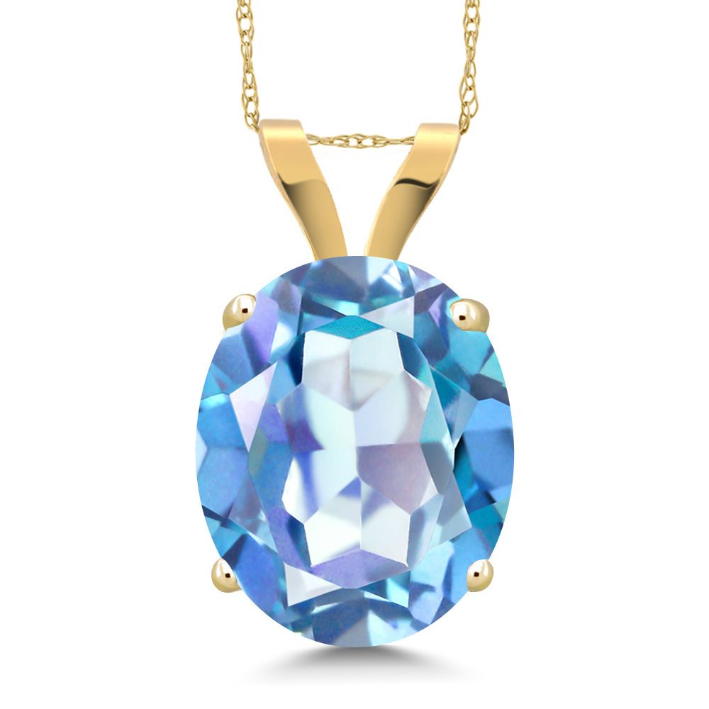 Millenium Blue Mystic Quartz_Pendant in 14K Yellow Gold