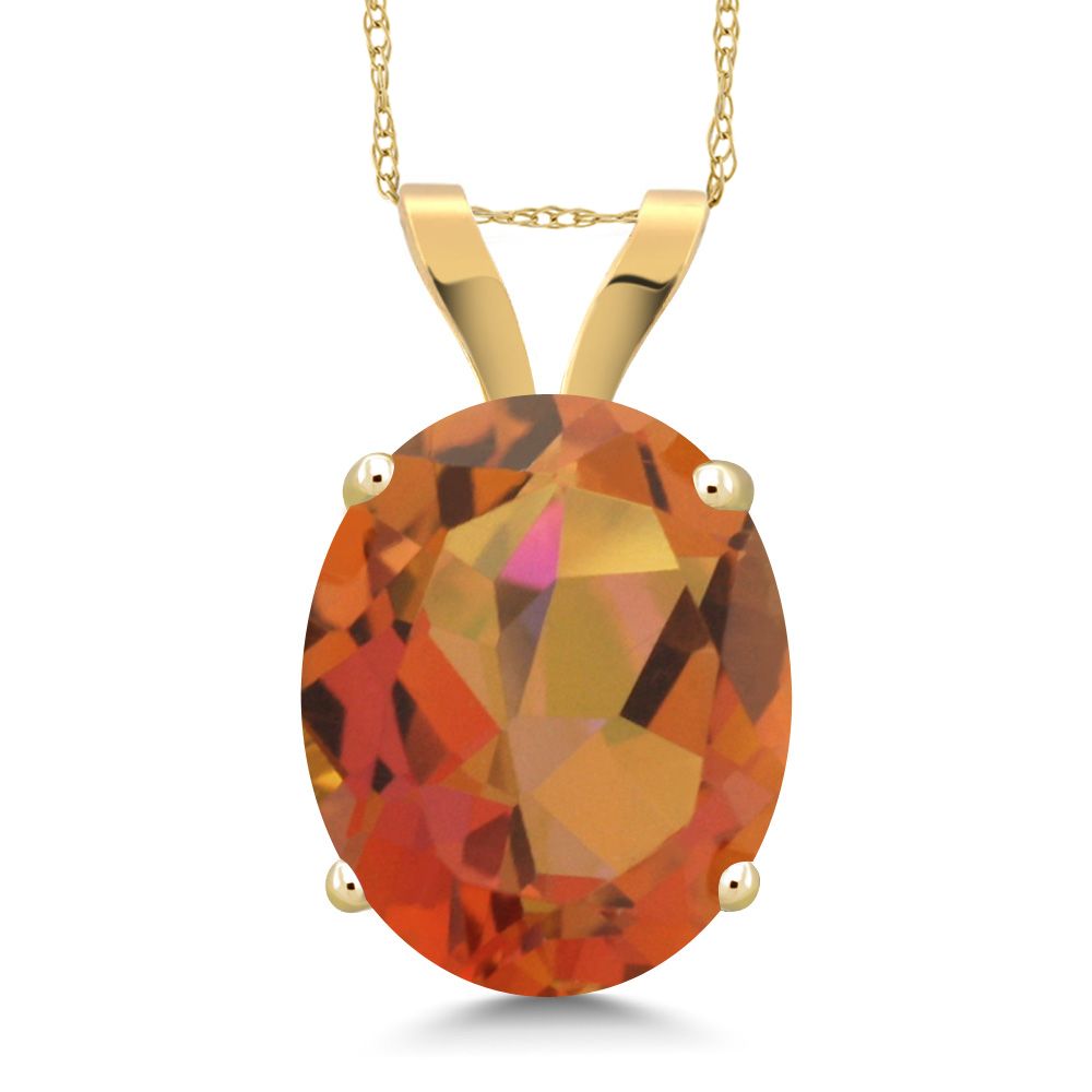 Twilight Orange Mystic Quartz_Pendant in 14K Yellow Gold