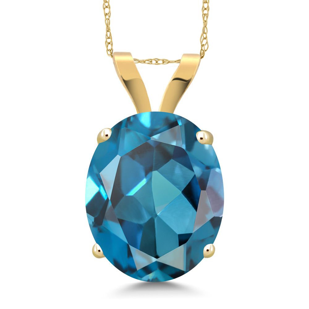 London Blue Topaz - November_Pendant in 14K Yellow Gold
