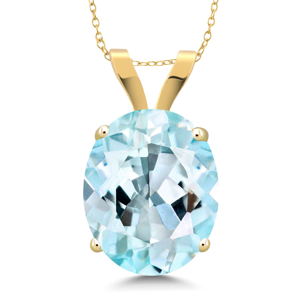 Sky Blue Topaz - November_Pendant in 14K Yellow Gold