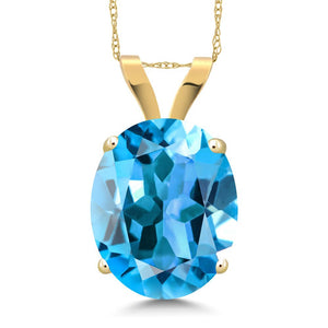 Swiss Blue Topaz - November_Pendant in 14K Yellow Gold