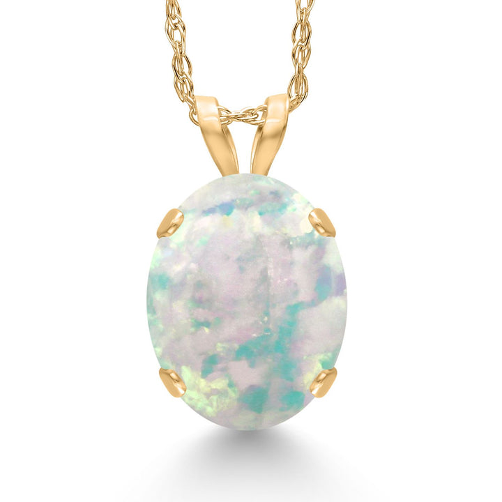 Gem Stone King 14K Yellow Gold 10X8MM Oval Gemstone Birthstone Solitaire Pendant Necklace | Gold Necklace For Women | With 18 inch Gold Chain | Fine Jewelry Gifts for Her Mom Women Wife