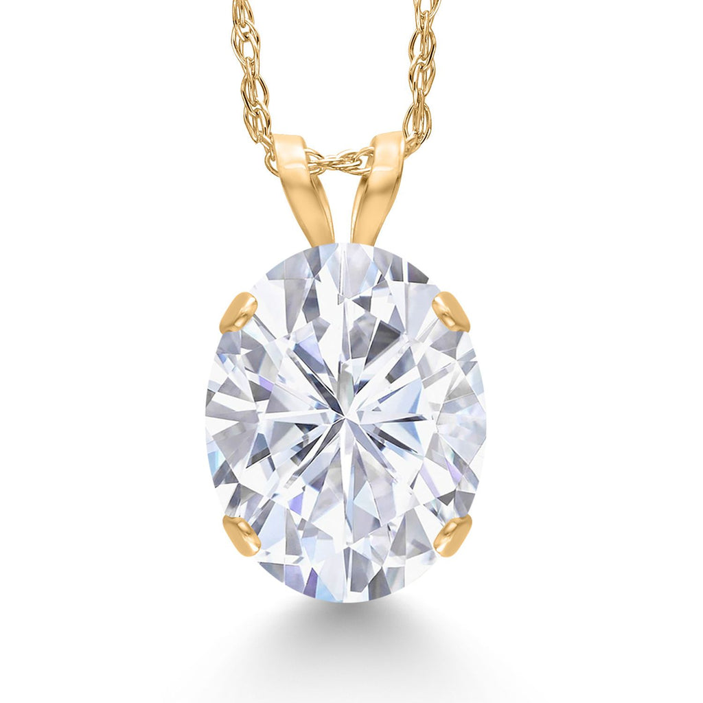 White Moissanite - April_Pendant in 14K Yellow Gold