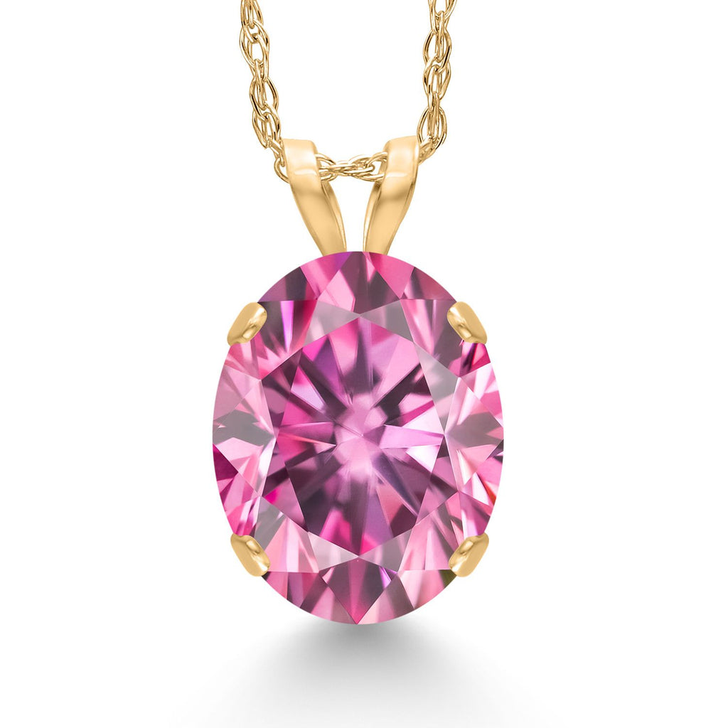 Gem Stone King 14K Yellow Gold 10X8MM Oval Gemstone Birthstone Solitaire Pendant Necklace | Gold Necklace For Women | With 18 inch Gold Chain | Fine Jewelry Gifts for Her Mom Women Wife