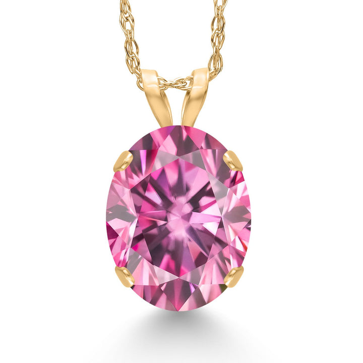 Gem Stone King 14K Yellow Gold 10X8MM Oval Gemstone Birthstone Solitaire Pendant Necklace | Gold Necklace For Women | With 18 inch Gold Chain | Fine Jewelry Gifts for Her Mom Women Wife