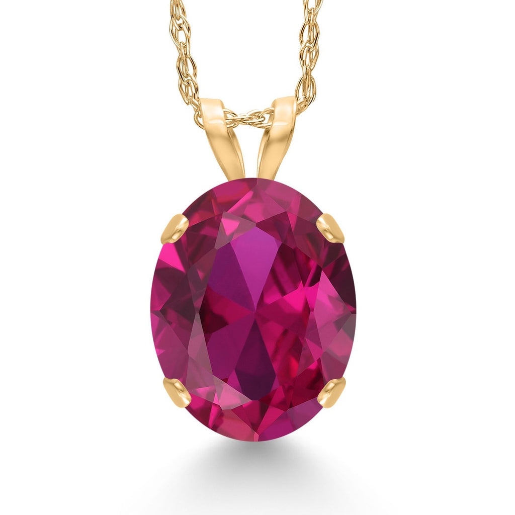 Created Ruby - July_Pendant in 14K Yellow Gold