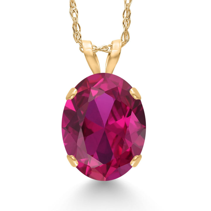 Gem Stone King 14K Yellow Gold 10X8MM Oval Gemstone Birthstone Solitaire Pendant Necklace | Gold Necklace For Women | With 18 inch Gold Chain | Fine Jewelry Gifts for Her Mom Women Wife