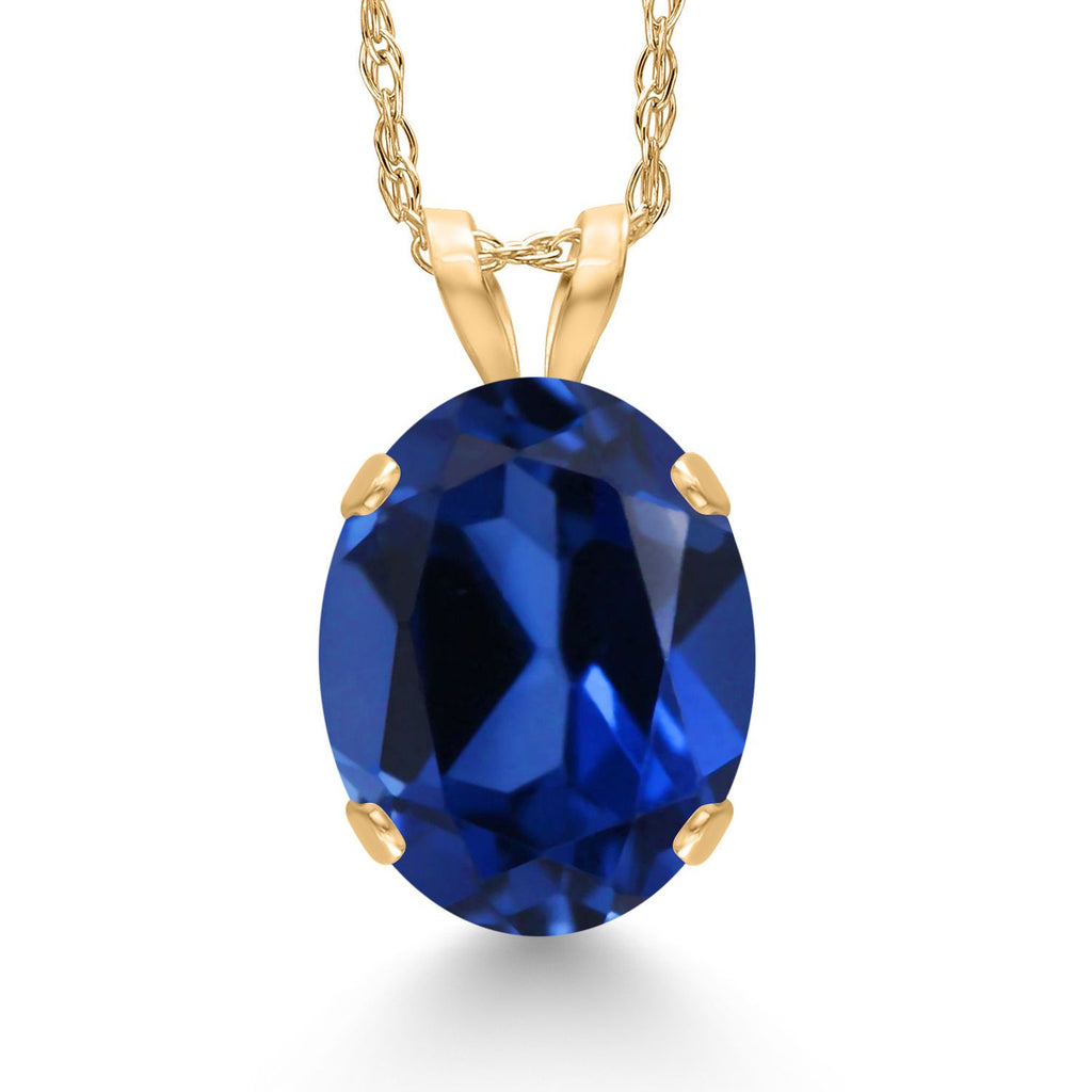 Gem Stone King 14K Yellow Gold 10X8MM Oval Gemstone Birthstone Solitaire Pendant Necklace | Gold Necklace For Women | With 18 inch Gold Chain | Fine Jewelry Gifts for Her Mom Women Wife