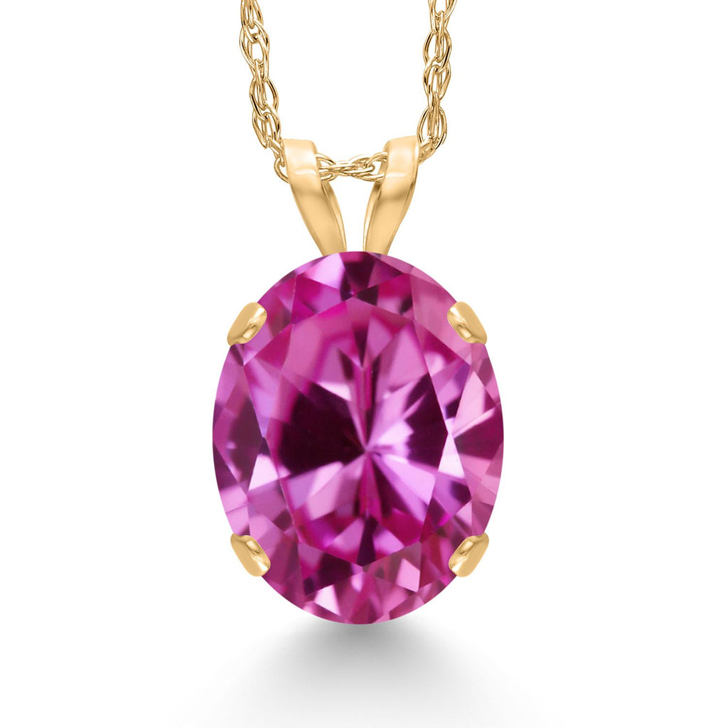 Gem Stone King 14K Yellow Gold 10X8MM Oval Gemstone Birthstone Solitaire Pendant Necklace | Gold Necklace For Women | With 18 inch Gold Chain | Fine Jewelry Gifts for Her Mom Women Wife