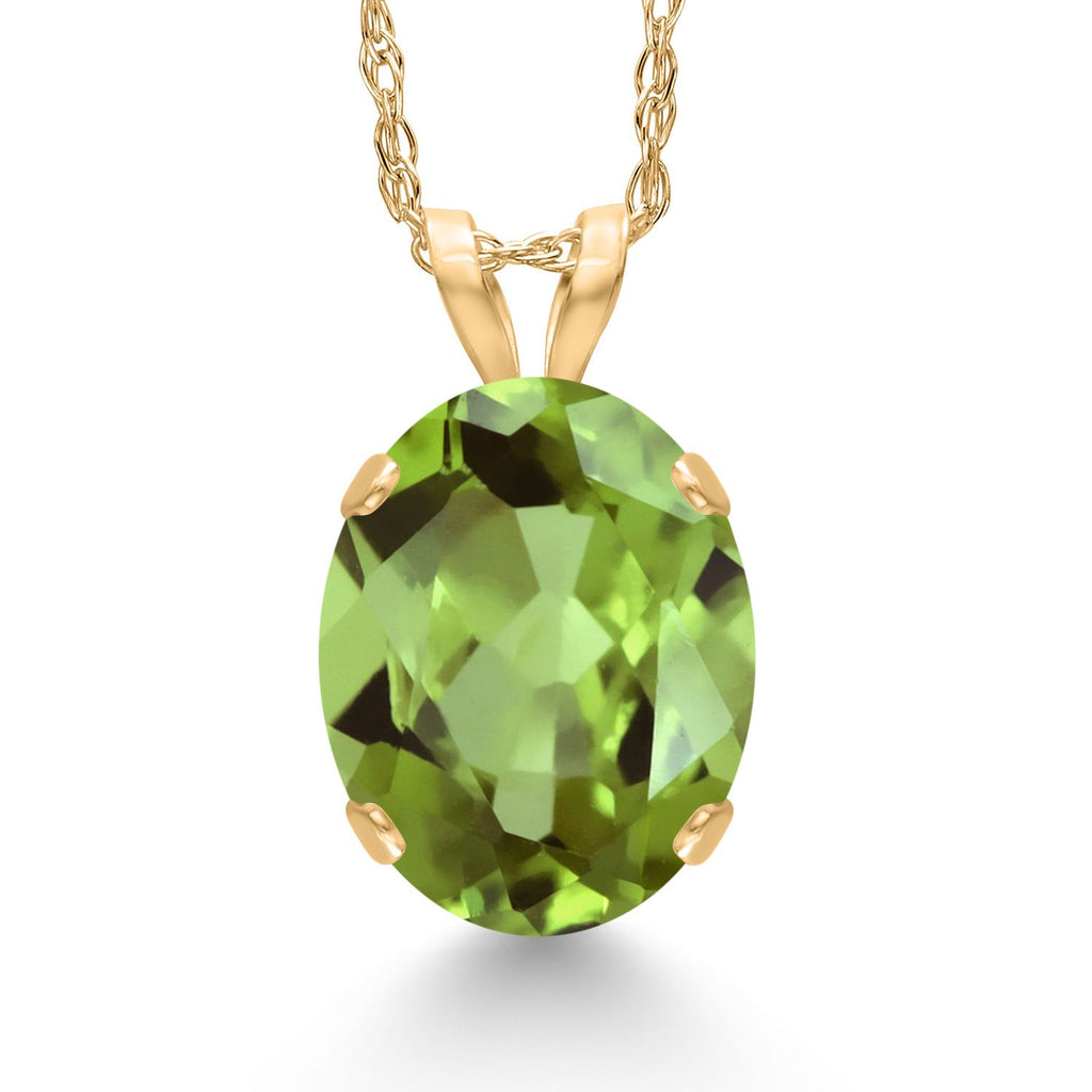 Gem Stone King 14K Yellow Gold 10X8MM Oval Gemstone Birthstone Solitaire Pendant Necklace | Gold Necklace For Women | With 18 inch Gold Chain | Fine Jewelry Gifts for Her Mom Women Wife