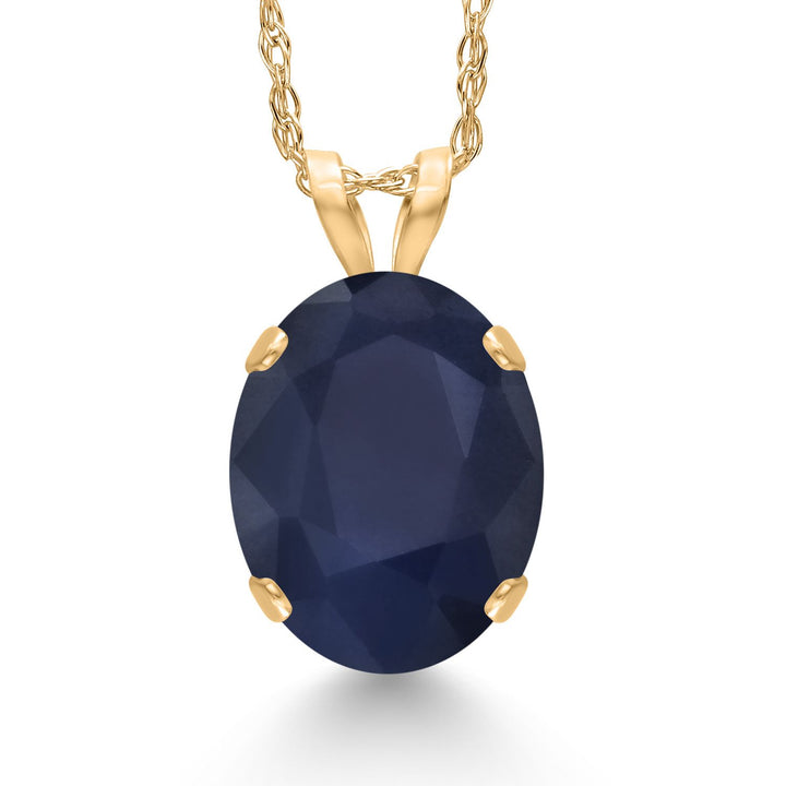 Gem Stone King 14K Yellow Gold 10X8MM Oval Gemstone Birthstone Solitaire Pendant Necklace | Gold Necklace For Women | With 18 inch Gold Chain | Fine Jewelry Gifts for Her Mom Women Wife